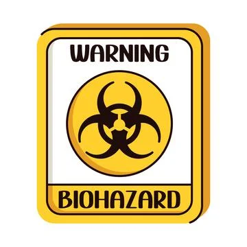 Biohazard rectangular symbol. Hand draw, vector flat illustration Stock Illustration