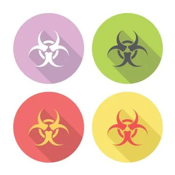 Biohazard Risk Warning Flat Icons Set Stock Illustration