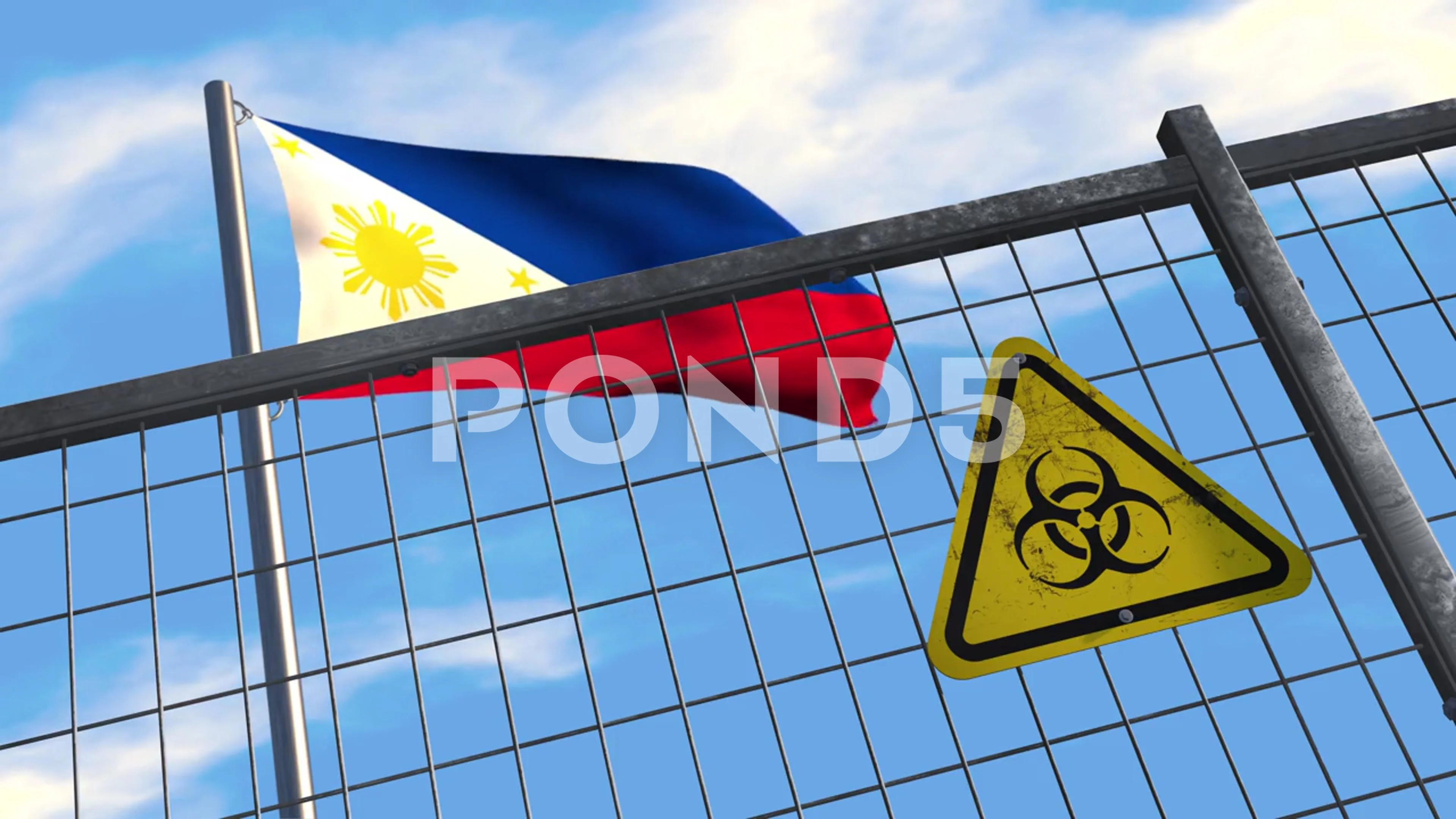Filipino flag behind fence with