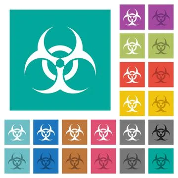 Biohazard sign square flat multi colored icons Stock Illustration