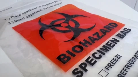 Biohazard Specimen Bag - Handheld Shot Stock Footage 301337498