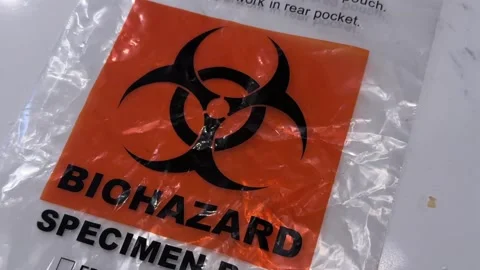 Biohazard Specimen Bag - Panning Shot Stock Footage 301337481
