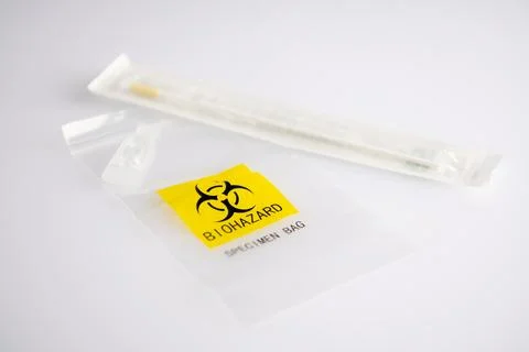 Biohazard specimen plastic bag Stock Photos