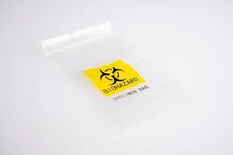 Biohazard specimen plastic bag Stock Photos