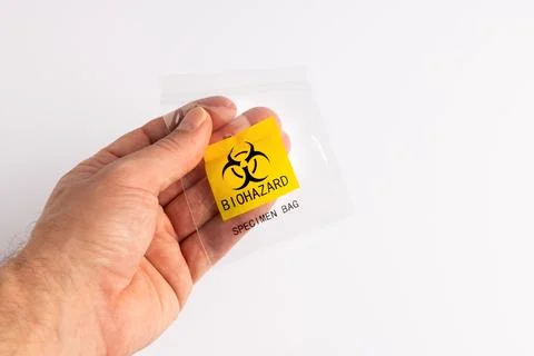 Biohazard specimen plastic bag Stock Photos
