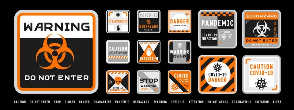 Biohazard square signs orange-black Stock Illustration