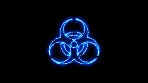 Biohazard Symbol blue glow Stock Footage 126311948