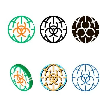 Biohazard symbol problem variations vector thin line icon Stock Illustration