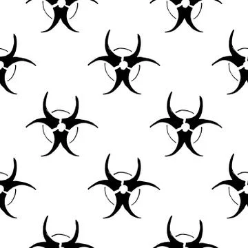 Biohazard symbol Seamless Pattern, Hand Drawn icon background. Vector illustr Stock Illustration