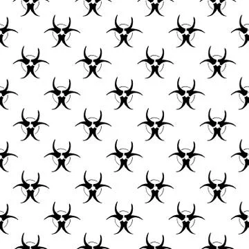 Biohazard symbol Seamless Pattern, Hand Drawn icon background. Vector illustr Stock Illustration