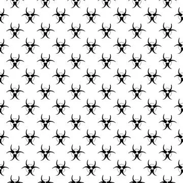 Biohazard symbol Seamless Pattern, Hand Drawn icon background. Vector illustr Stock Illustration