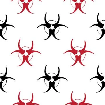 Biohazard symbol Seamless Pattern, Hand Drawn icon background. Vector illustr Stock Illustration