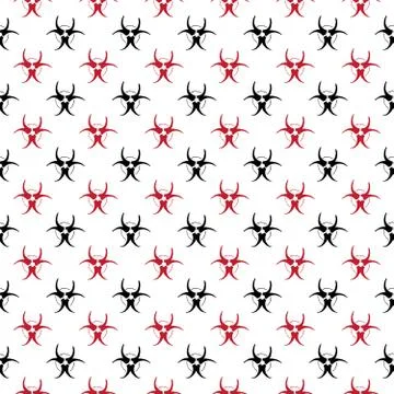 Biohazard symbol Seamless Pattern, Hand Drawn icon background. Vector illustr Stock Illustration