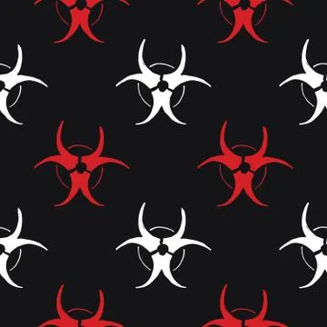 Biohazard symbol Seamless Pattern, Hand Drawn icon background. Vector illustr Stock Illustration