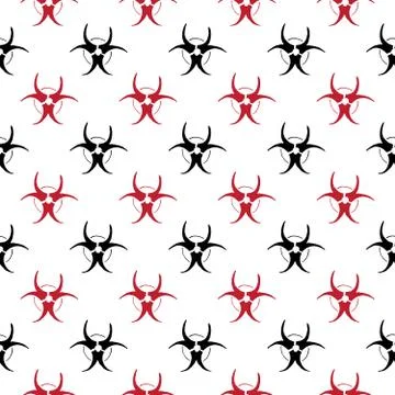 Biohazard symbol Seamless Pattern, Hand Drawn icon background. Vector illustr Stock Illustration