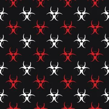 Biohazard symbol Seamless Pattern, Hand Drawn icon background. Vector illustr Stock Illustration