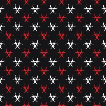 Biohazard symbol Seamless Pattern, Hand Drawn icon background. Vector illustr Stock Illustration
