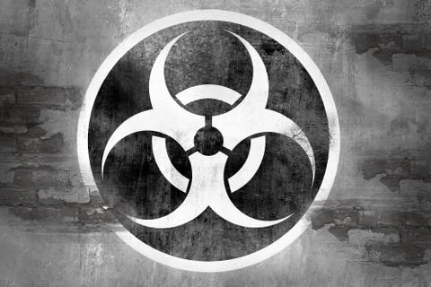 Biohazard symbol on wall Stock Photos
