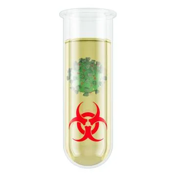 Biohazard test tube with virus sample. 3D rendering Stock Illustration
