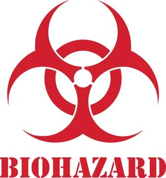 Biohazard Text in Red Caution Warning Danger Sign イラスト素材
