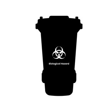 Biohazard Trash Bin Silhouette. Black and White Icon Design Elements on Iso.. Illustrazione stock