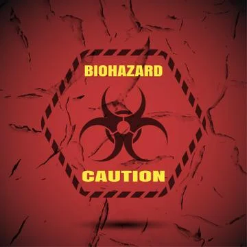 Biohazard - vector poster with label, yellow text and shadow on the gradien.. Stock Illustration