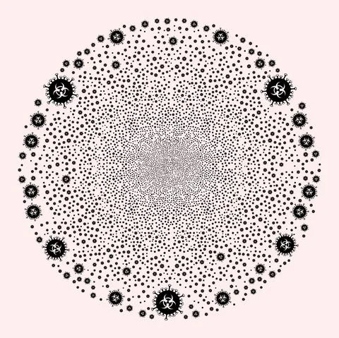 Biohazard Virus Icon Mosaic Exploding Round Cluster Stock Illustration