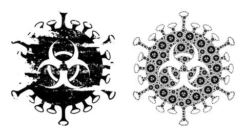 Biohazard Virus Icon Recursive Mosaic and Grunge Textured Icon Illustrazione stock