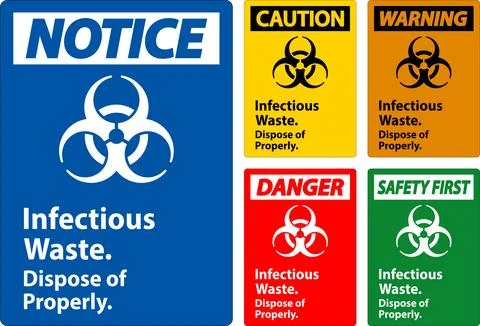 Biohazard Warning Label Infectious Waste, Dispose Of Properly Stock Illustration