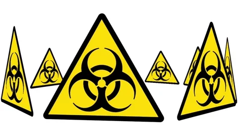 Biohazard Warning Sign Animation on White Background Stock-Footage 336810438