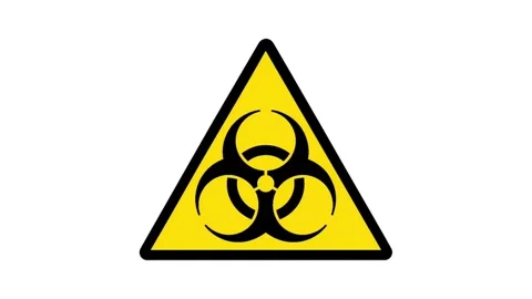 Biohazard Warning Sign Animation on White Background Video stock 336810661