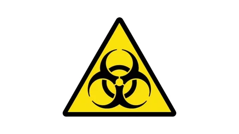 Biohazard Warning Sign Animation on White Background Stock Footage 336810677