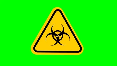 Biohazard Warning Sign Appearing  Green Screen Chroma Key Animation Stock Footage 335567907