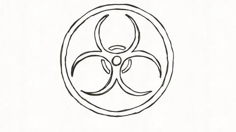 Biohazard Warning Symbol Black and White Illustration 库存影片 336269859