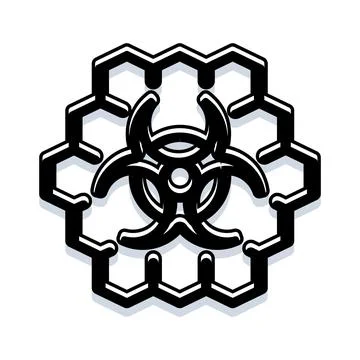 Biohazard warning symbol in honeycomb pattern Stock Illustration