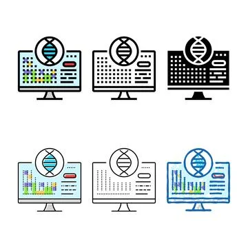Bioinformatics cryptogenetics color icon vector variants Stock Illustration