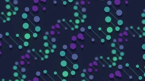 Bioinformatics Data 3D DNA Helix Cool Tones Bokeh Stock Footage 347663810