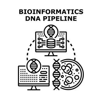 Bioinformatics dna pipeline analyzing genetic data sequence Stock Illustration