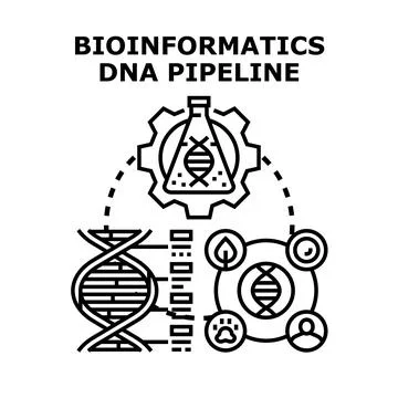 Bioinformatics dna pipeline for genetic analysis and research Stock Illustration