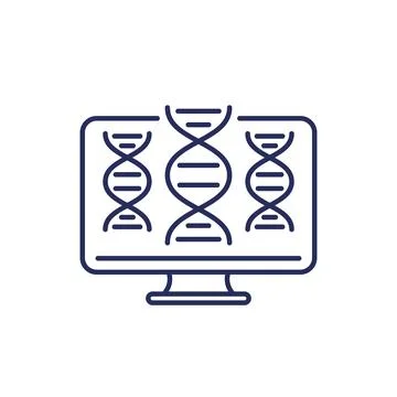 Bioinformatics icon, analysis of biological data Stock Illustration