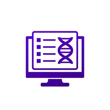 Bioinformatics icon, analysis of biological data Stock Illustration