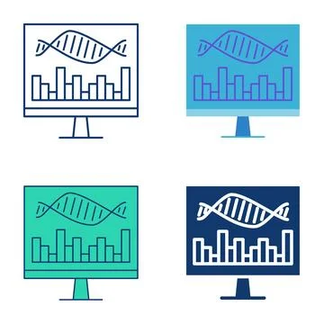 Bioinformatics icon set Stock Illustration