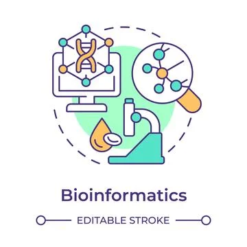 Bioinformatics multi color concept icon Stock Illustration