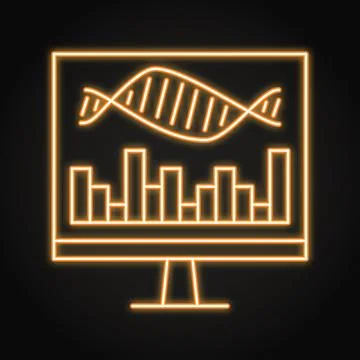 Bioinformatics neon icon Stock Illustration