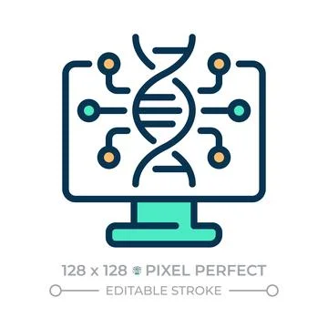 Bioinformatics pixel perfect line color icon Stock Illustration