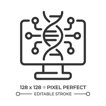 Bioinformatics pixel perfect simple line icon Stock Illustration