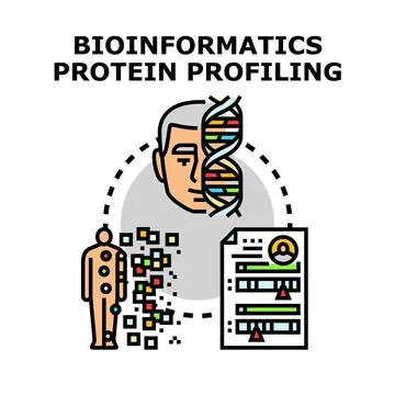 Bioinformatics protein profiling analyzing individual health data Stock Illustration