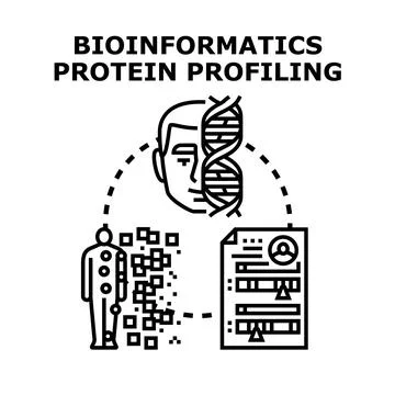 Bioinformatics protein profiling analyzing individual health data Stock Illustration