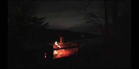 Biolite Firepit at Night Video stock 239093051