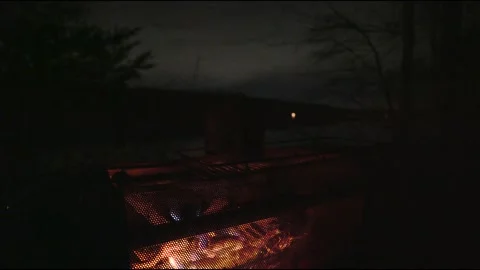 Biolite Firepit at Night Video stock 239093056